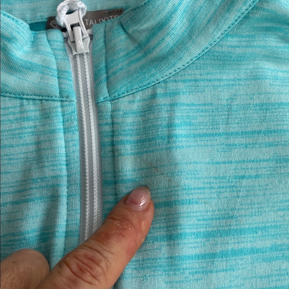 T by Talbots Striated Stand-up Collar Full Zip Jacket Turquoise Women S Athletic - Picture 10 of 11
